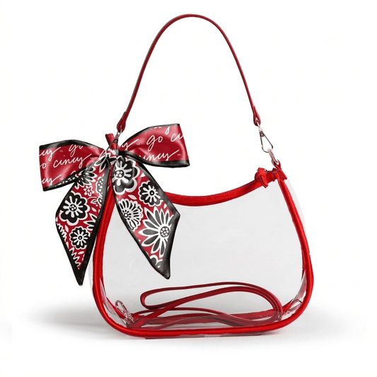 Cincinnati Bearcats Sara Clear Purse with Skinny Scarf, stadium-approved, officially licensed, by Desden