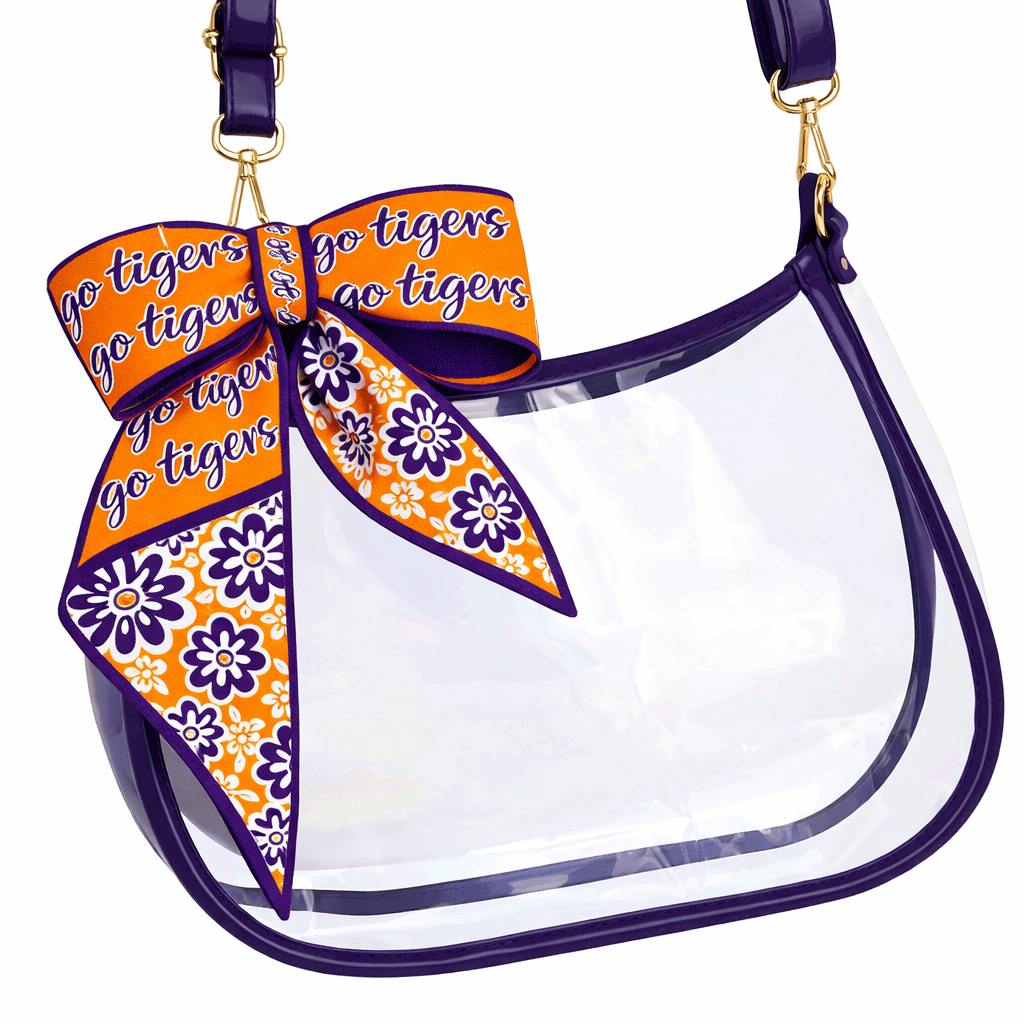 Desden PRE-ORDER Sara Clear Purse with Skinny Scarf – Clemson Tigers