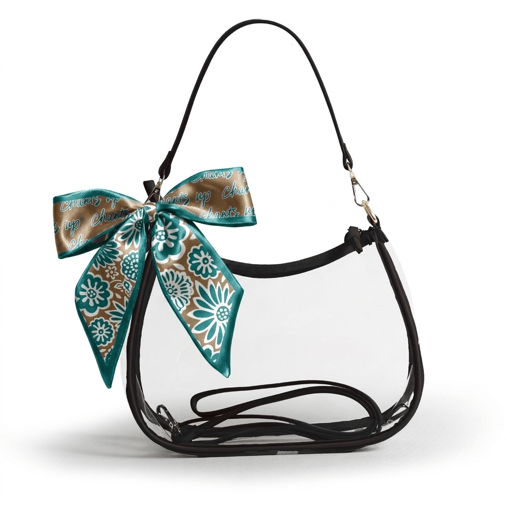 Coastal Carolina Chanticleers Sara Clear Purse with Skinny Scarf, stadium-approved, officially licensed, by Desden