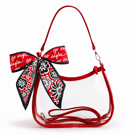 Eastern Washington Eagles Sara Clear Purse with Skinny Scarf, stadium-approved, officially licensed, by Desden