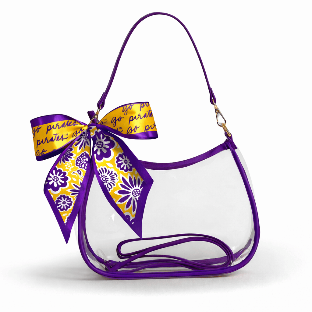 East Carolina Pirates Sara Clear Purse with Skinny Scarf, stadium-approved, officially licensed, by Desden