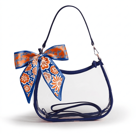 Florida Gators Sara Clear Purse with Skinny Scarf, stadium-approved, officially licensed, by Desden