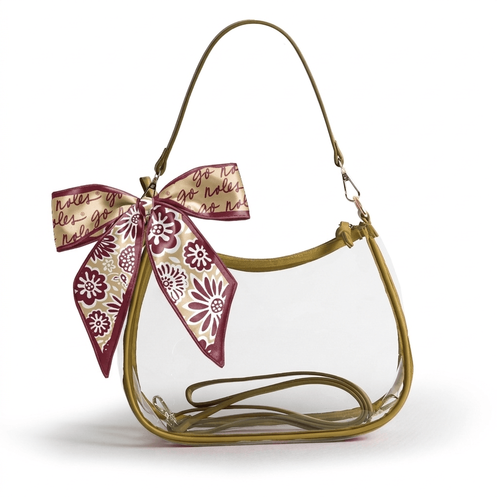 Florida State Seminoles Sara Clear Purse with Skinny Scarf, stadium-approved, officially licensed, by Desden