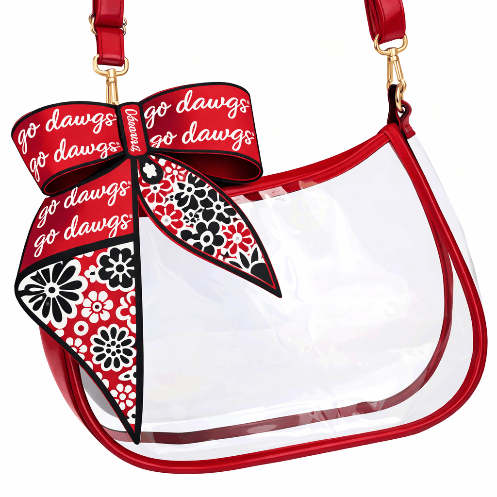 Desden PRE-ORDER Sara Clear Purse with Skinny Scarf – Georgia Bulldogs