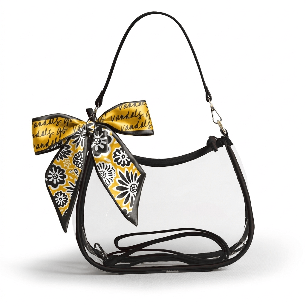 Idaho Vandals Sara Clear Purse with Skinny Scarf, stadium-approved, officially licensed, by Desden