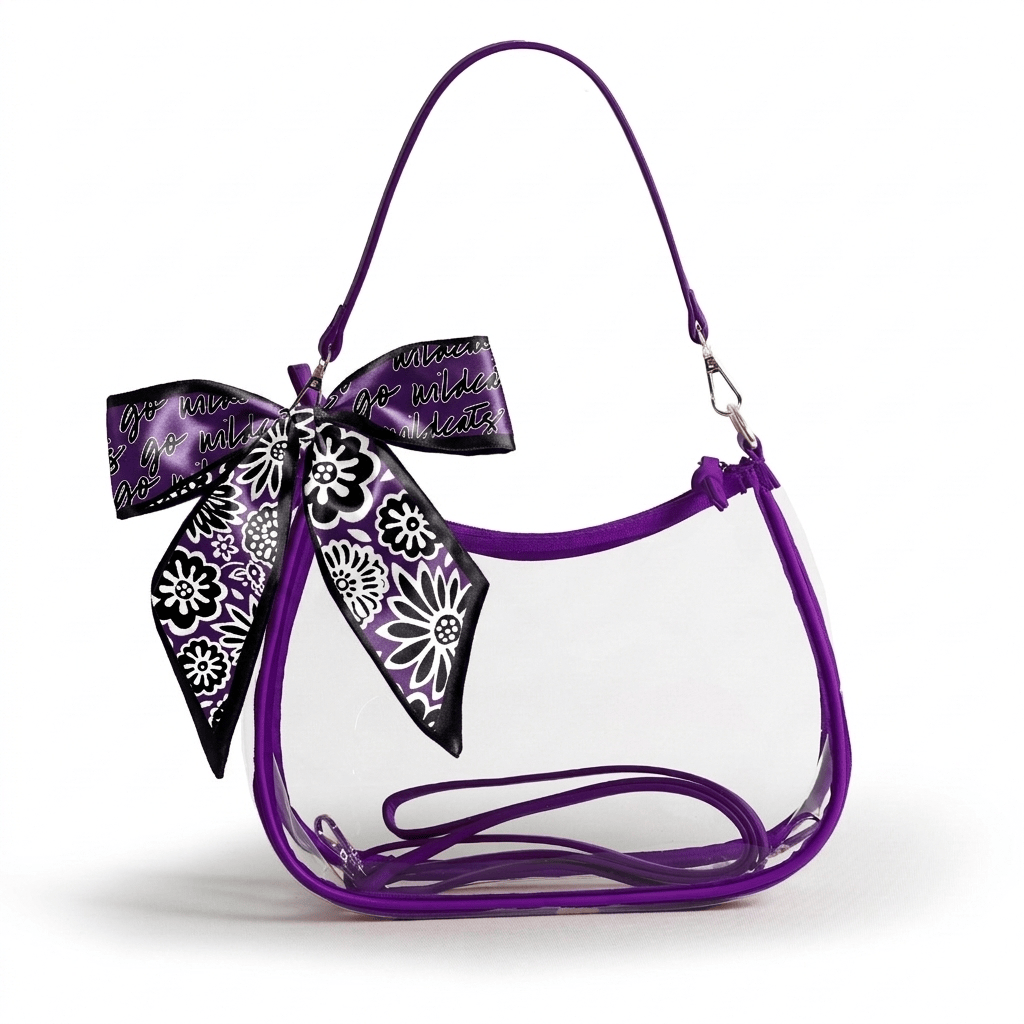 Kansas State Wildcats Sara Clear Purse with Skinny Scarf, stadium-approved, officially licensed, by Desden