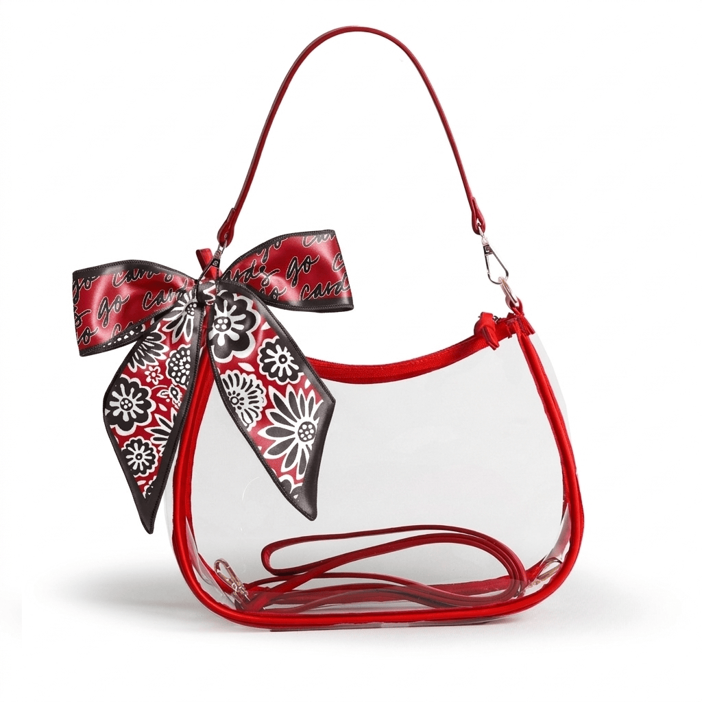 Louisville Cardinals Sara Clear Purse with Skinny Scarf, stadium-approved, officially licensed, by Desden