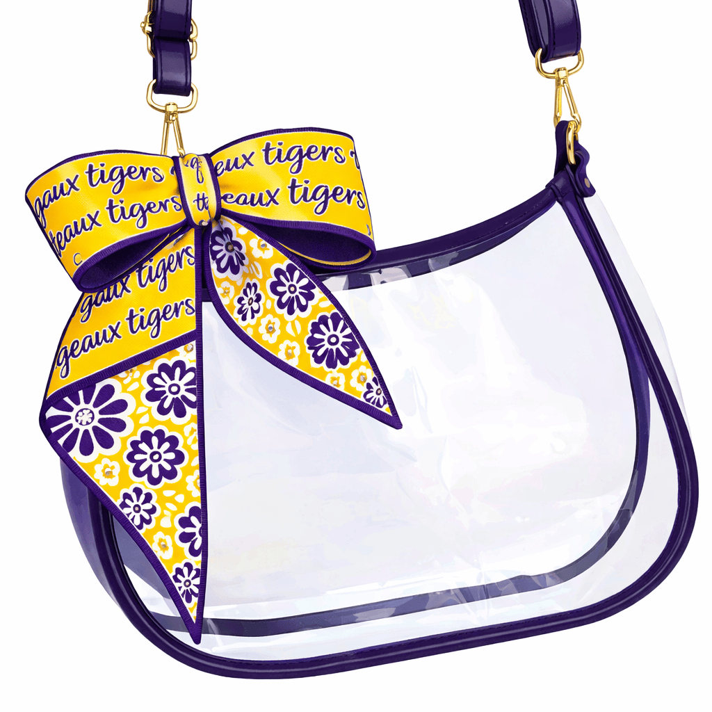 Desden PRE-ORDER Sara Clear Purse with Skinny Scarf – LSU Tigers