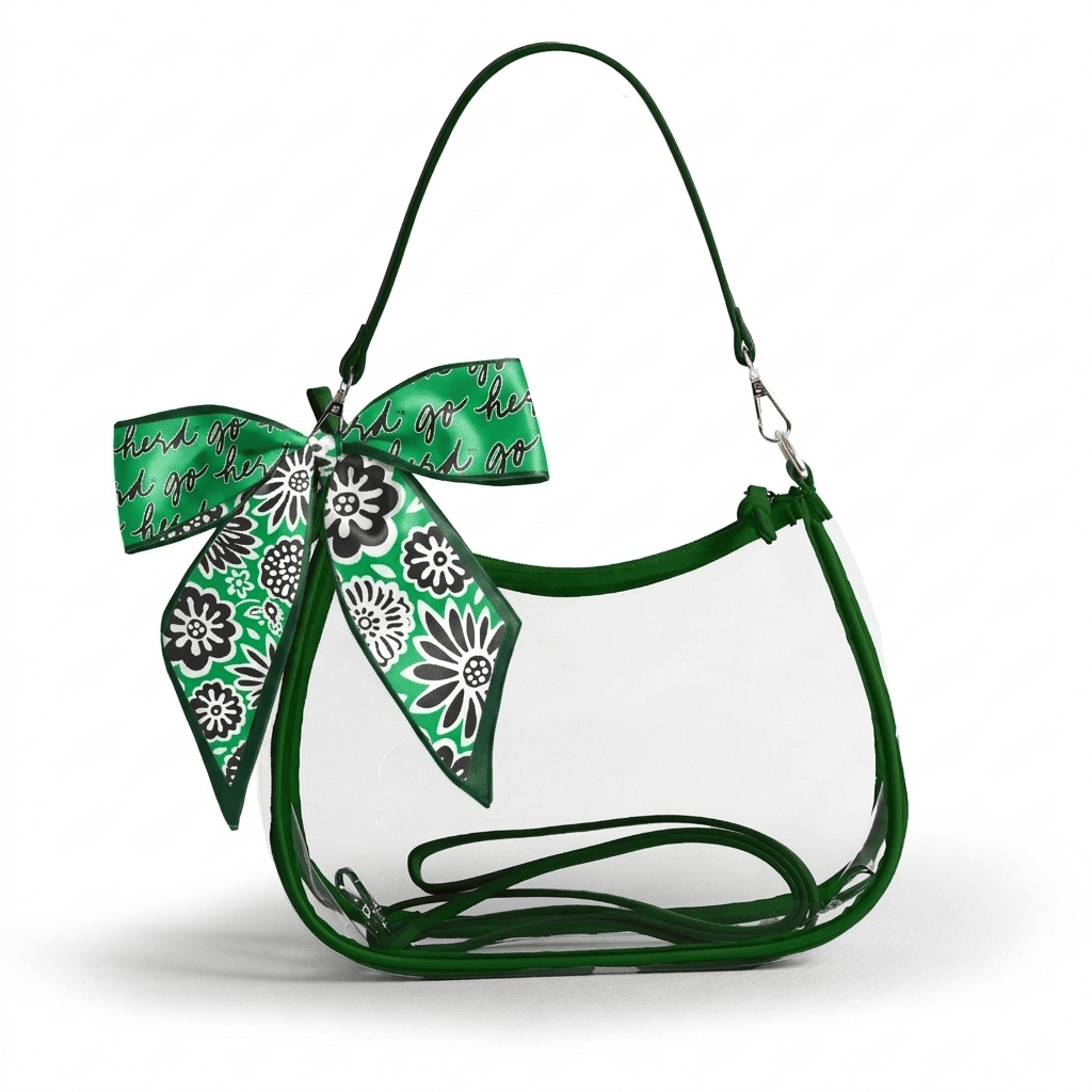 Marshall Thundering Herd Sara Clear Purse with Skinny Scarf, stadium-approved, officially licensed, by Desden
