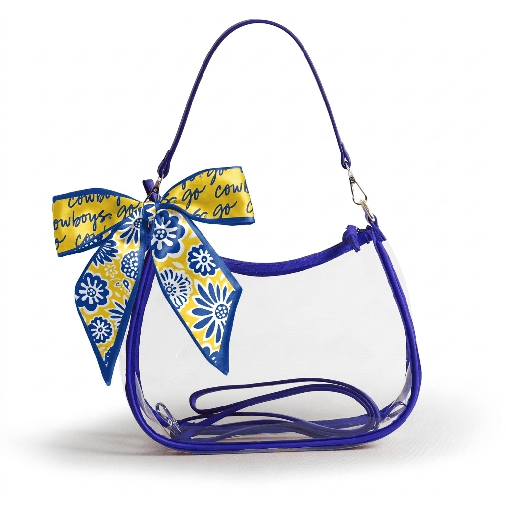 McNeese State Cowboys Sara Clear Purse with Skinny Scarf, stadium-approved, officially licensed, by Desden