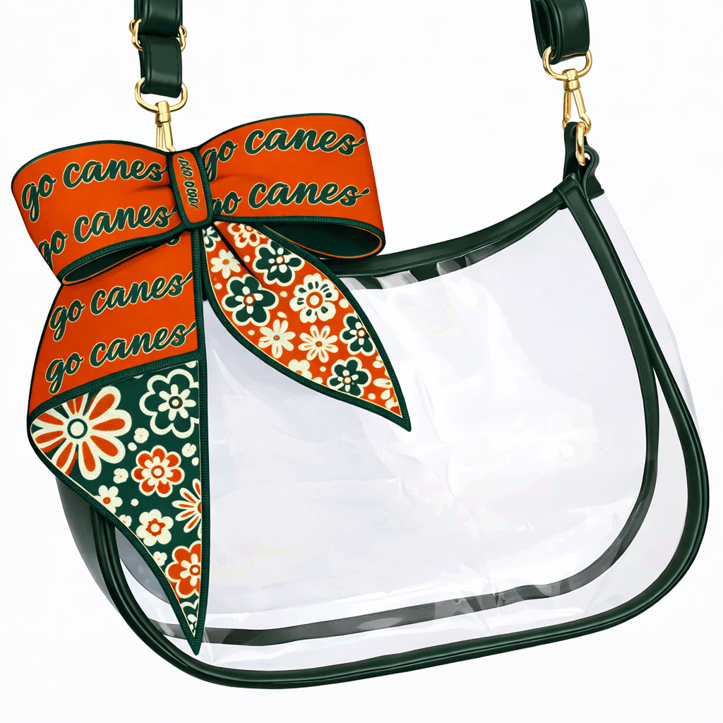 Desden PRE-ORDER Sara Clear Purse with Skinny Scarf – Miami Hurricanes