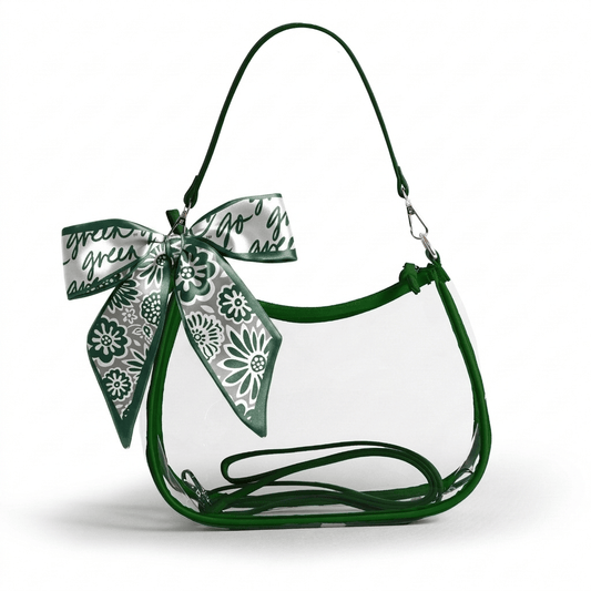 Michigan State Spartans Sara Clear Purse with Skinny Scarf, stadium-approved, officially licensed, by Desden