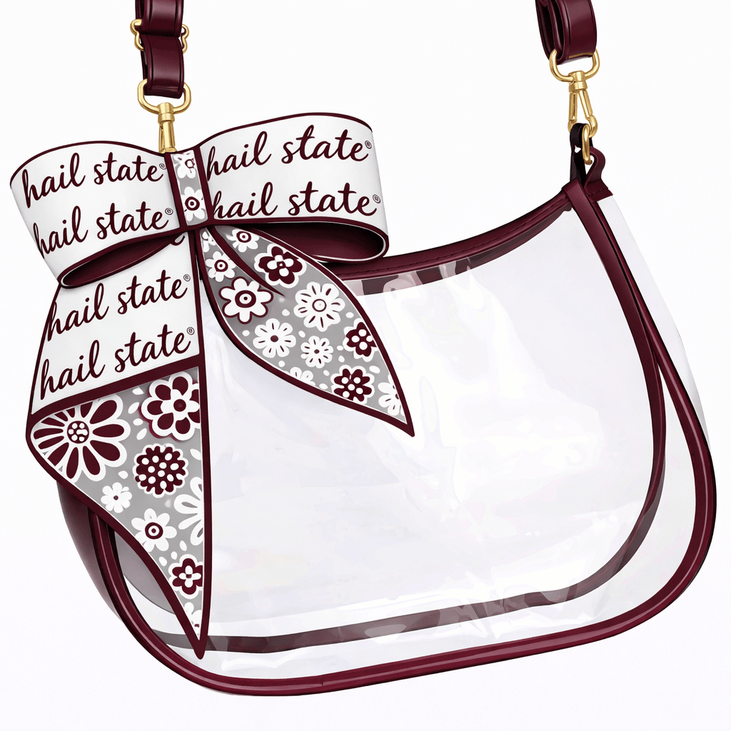 Desden PRE-ORDER Sara Clear Purse with Skinny Scarf – Mississippi State Bulldogs
