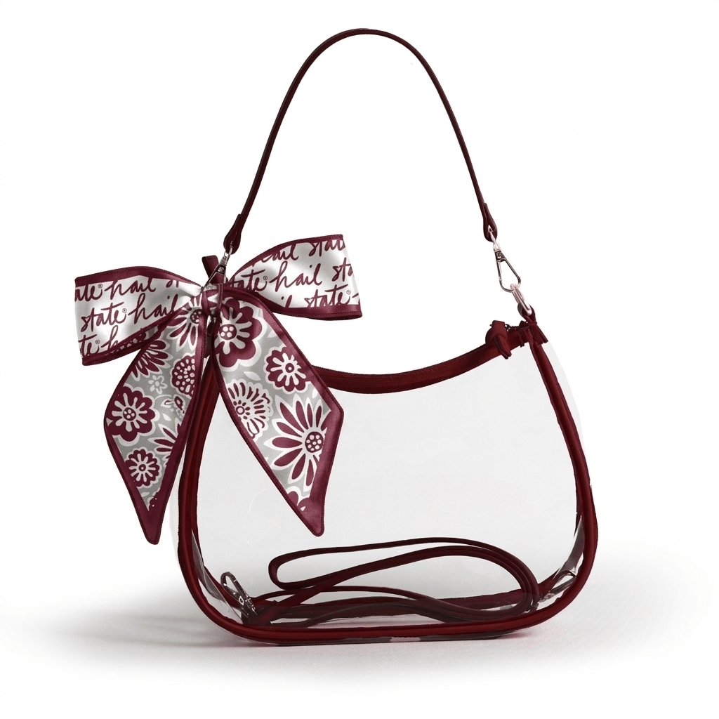 Mississippi State Bulldogs Sara Clear Purse with Skinny Scarf, stadium-approved, officially licensed, by Desden