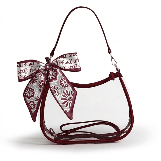 Mississippi State Bulldogs Sara Clear Purse with Skinny Scarf, stadium-approved, officially licensed, by Desden