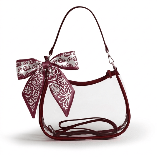 Montana Grizzlies Sara Clear Purse with Skinny Scarf, stadium-approved, officially licensed, by Desden