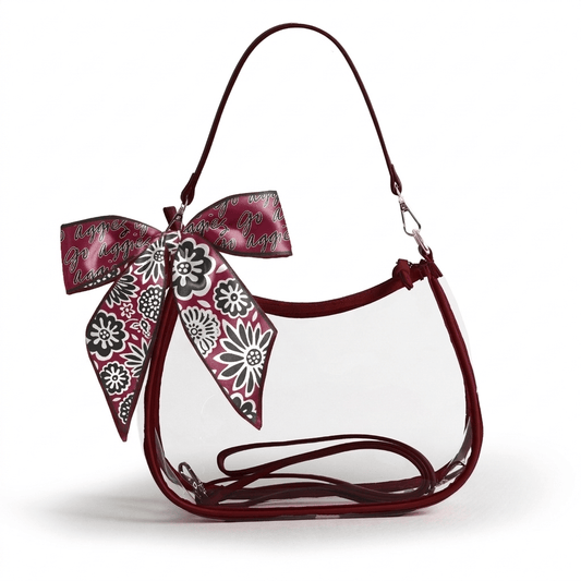 New Mexico State Aggies Sara Clear Purse with Skinny Scarf, stadium-approved, officially licensed, by Desden