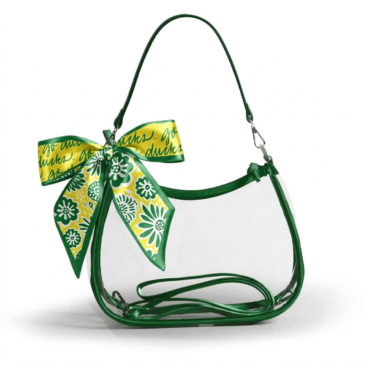Oregon Ducks Sara Clear Purse with Skinny Scarf, stadium-approved, officially licensed, by Desden