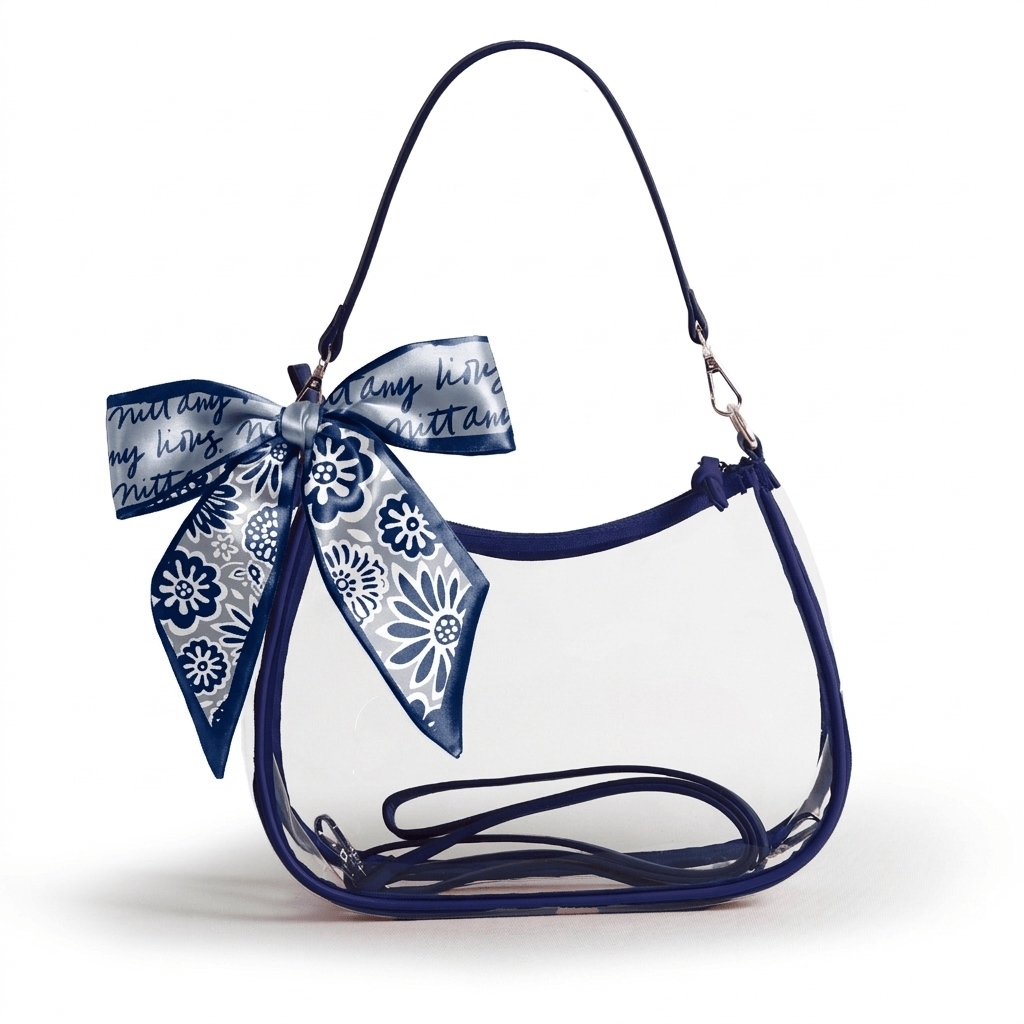 Penn State Nittany Lions Sara Clear Purse with Skinny Scarf, stadium-approved, officially licensed, by Desden