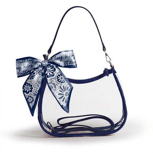 Penn State Nittany Lions Sara Clear Purse with Skinny Scarf, stadium-approved, officially licensed, by Desden