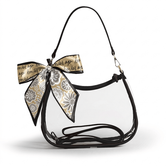 Purdue Boilermakers Sara Clear Purse with Skinny Scarf, stadium-approved, officially licensed, by Desden