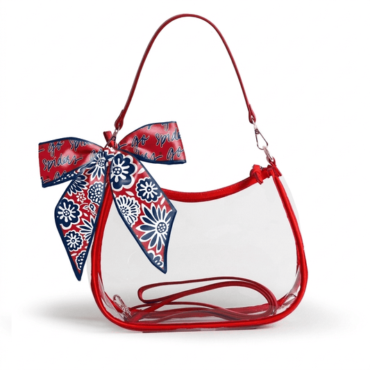 Richmond Spiders Sara Clear Purse with Skinny Scarf, stadium-approved, officially licensed, by Desden