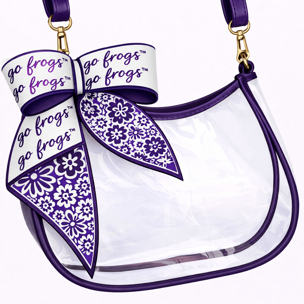 Desden PRE-ORDER Sara Clear Purse with Skinny Scarf – TCU Horned Frogs