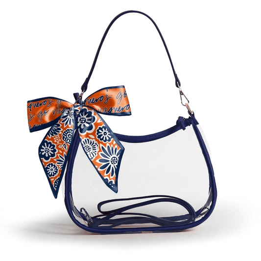Texas Rio Grande Valley Vaqueros Sara Clear Purse with Skinny Scarf, stadium-approved, officially licensed, by Desden