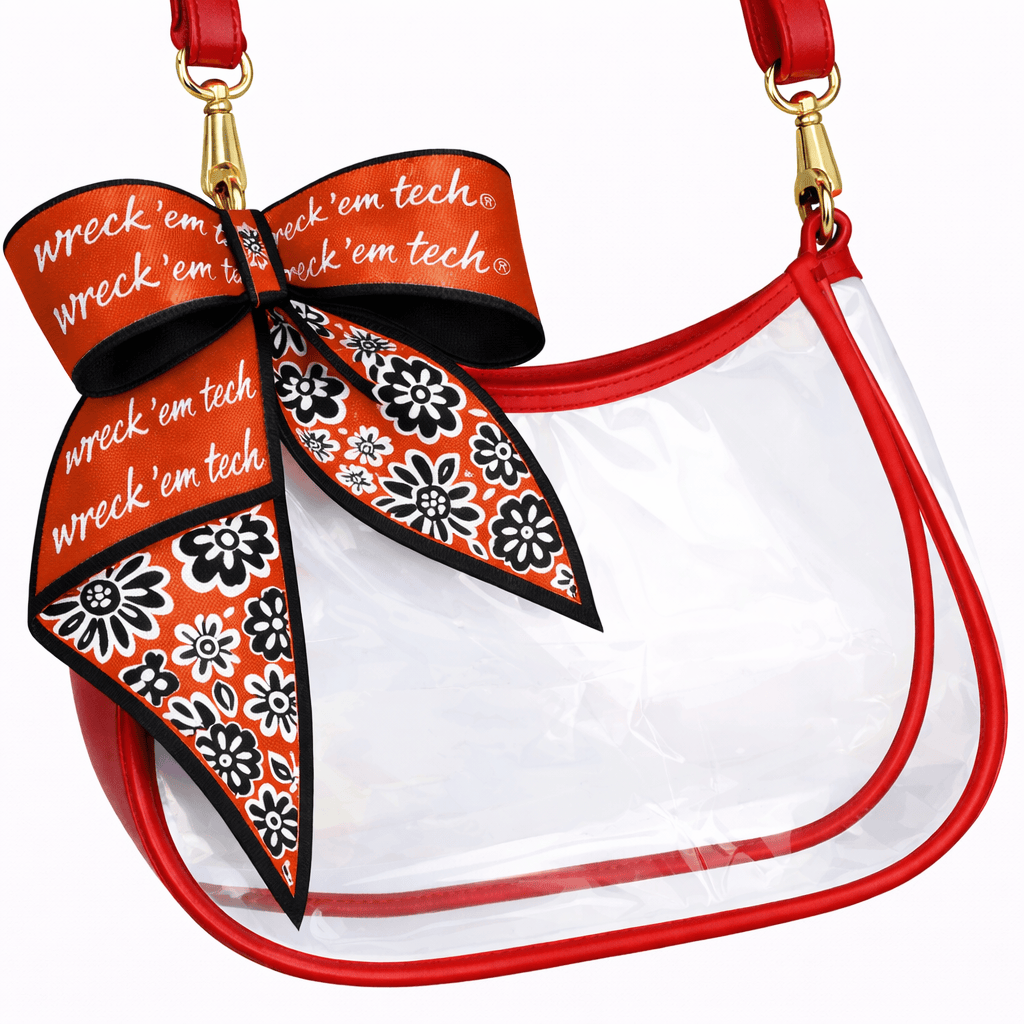 Desden PRE-ORDER Sara Clear Purse with Skinny Scarf – Texas Tech Red Raiders