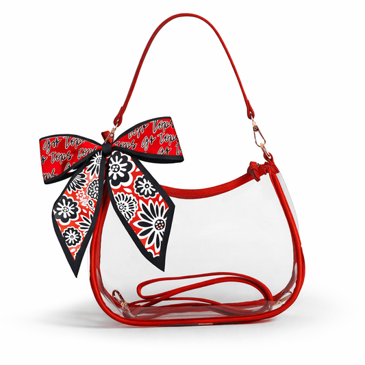 Western Kentucky Hilltoppers Sara Clear Purse with Skinny Scarf, stadium-approved, officially licensed, by Desden