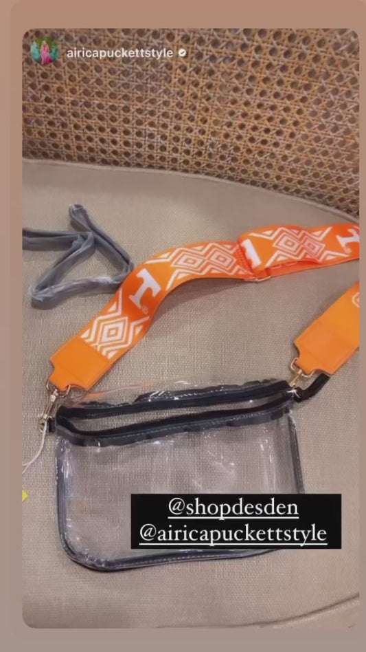 Lexi Clear Purse with Patterned Shoulder Straps - Tennessee