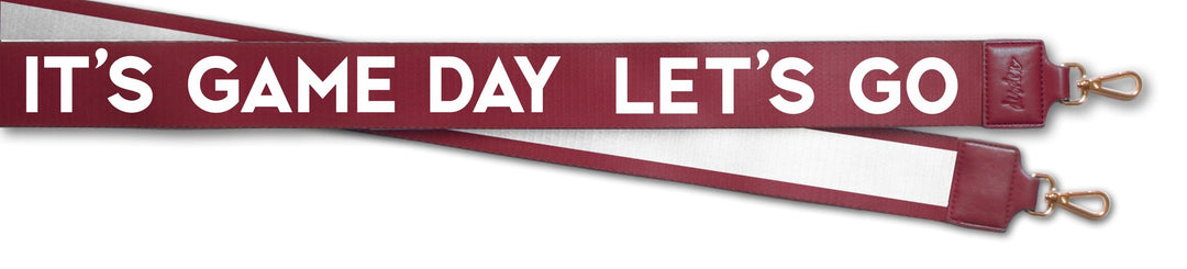 Desden Strap Purse Strap 2" wide - Let's Go It's Game Day in Maroon/White