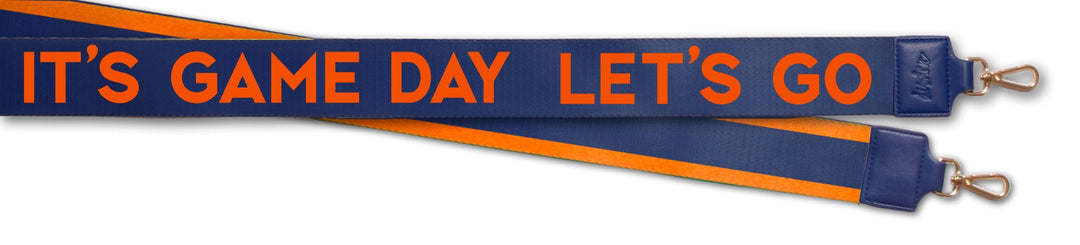 Desden Strap Purse Strap 2" wide - Let's Go It's Game Day in Navy/Orange