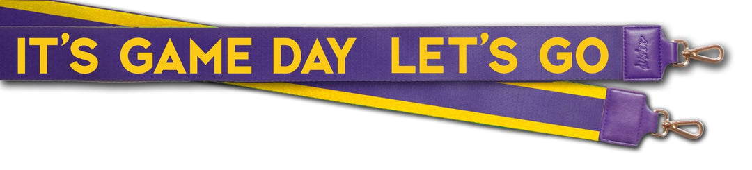 Desden Strap Purse Strap 2" wide - Let's Go It's Game Day in Purple/Gold