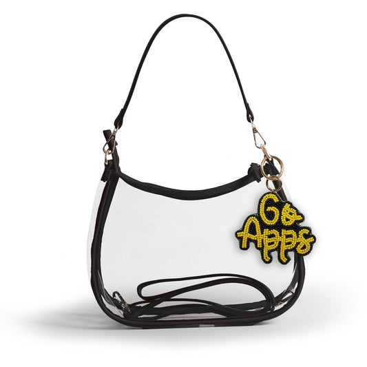 Appalachian State Sara Clear Purse with Beaded Charm, stadium-approved, officially licensed, by Desden