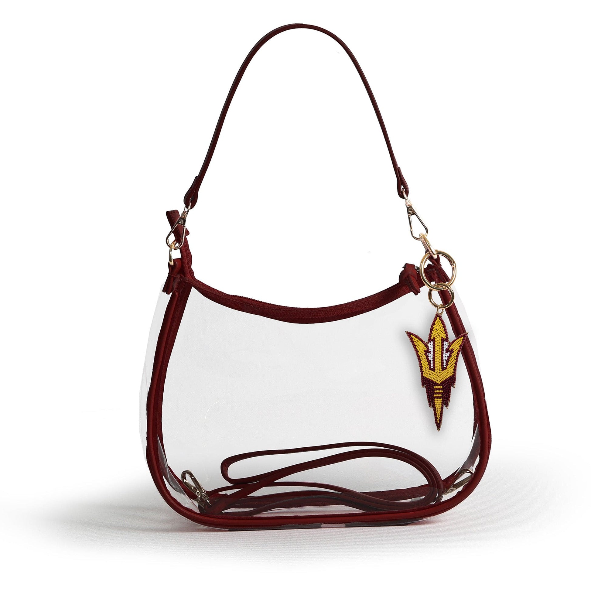 Arizona State Sara Clear Purse with Beaded Charm, stadium-approved, officially licensed, by Desden