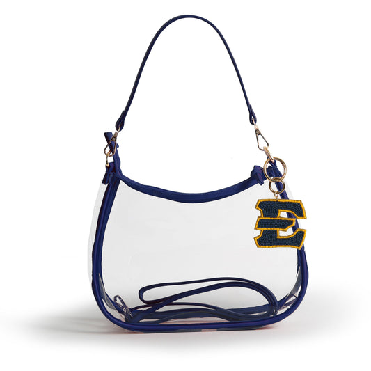 ETSU Buccaneers Sara Clear Purse with Beaded Charm, stadium-approved, officially licensed, by Desden