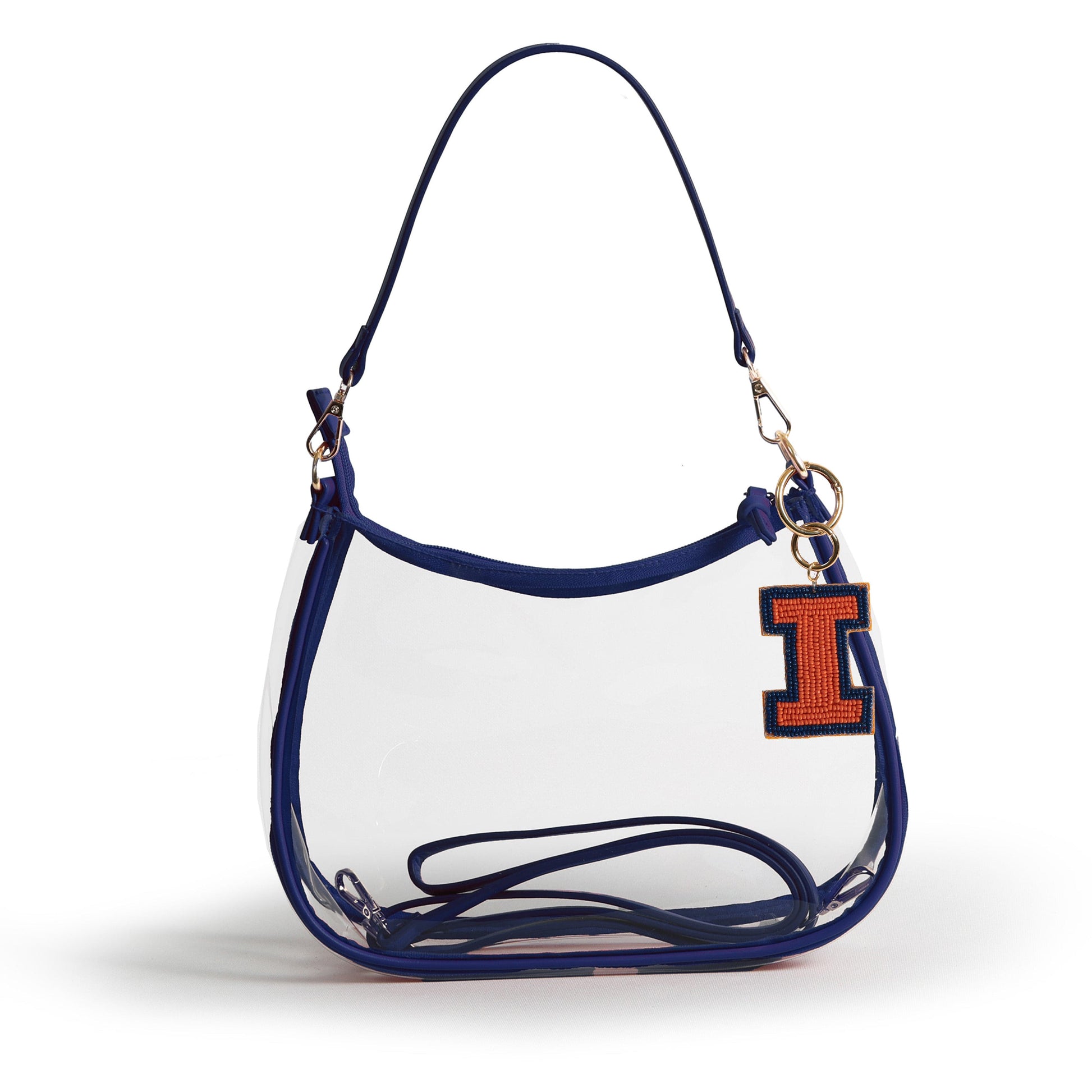 Illinois Fighting Illini Sara Clear Purse with Beaded Charm, stadium-approved, officially licensed, by Desden