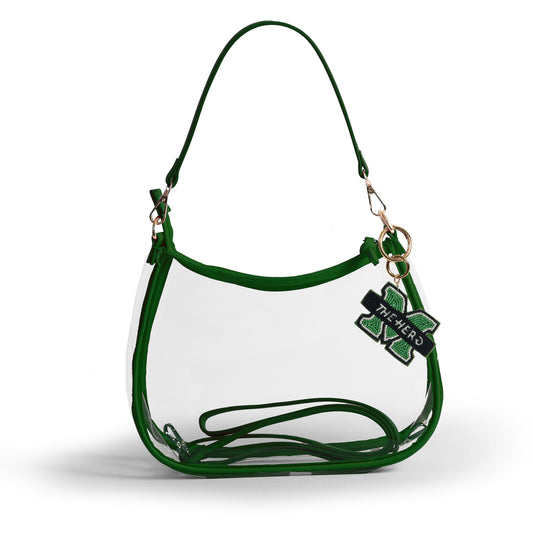Marshall Sara Clear Purse with Beaded Charm, stadium-approved, officially licensed, by Desden