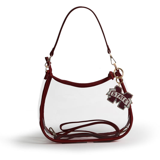 Mississippi State Bulldogs Sara Clear Purse with Beaded Charm, stadium-approved, officially licensed, by Desden