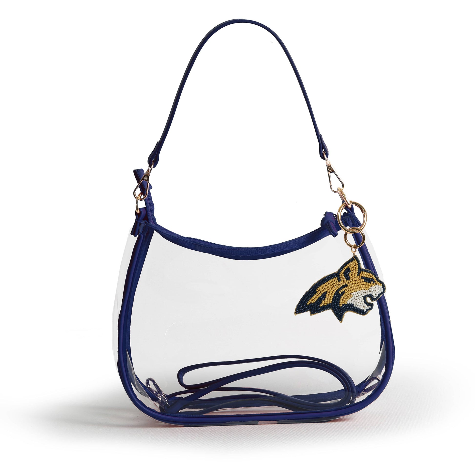 Montana State Bobcats Sara Clear Purse with Beaded Charm, stadium-approved, officially licensed, by Desden