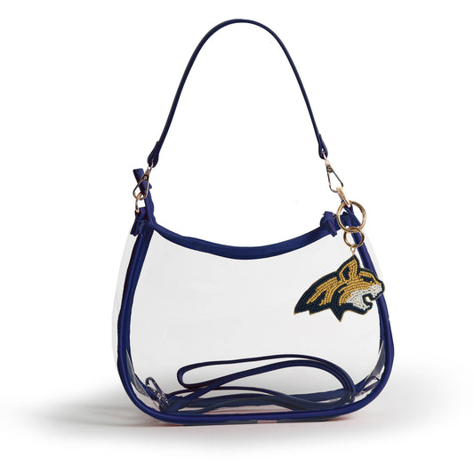 Montana State Bobcats Sara Clear Purse with Beaded Charm, stadium-approved, officially licensed, by Desden