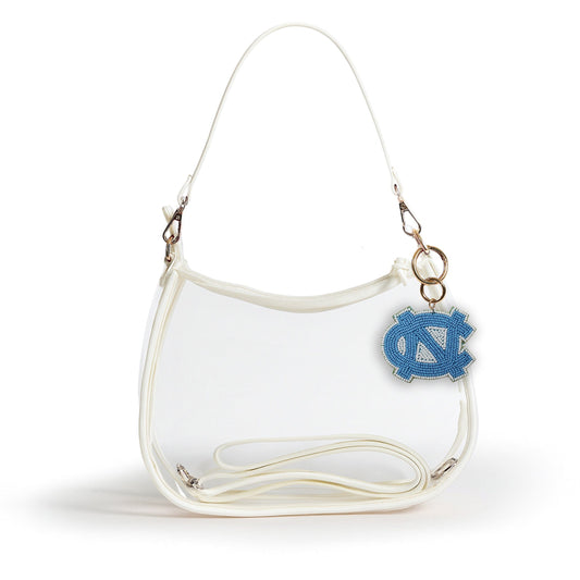 North Carolina Sara Clear Purse with Beaded Charm, stadium-approved, officially licensed, by Desden
