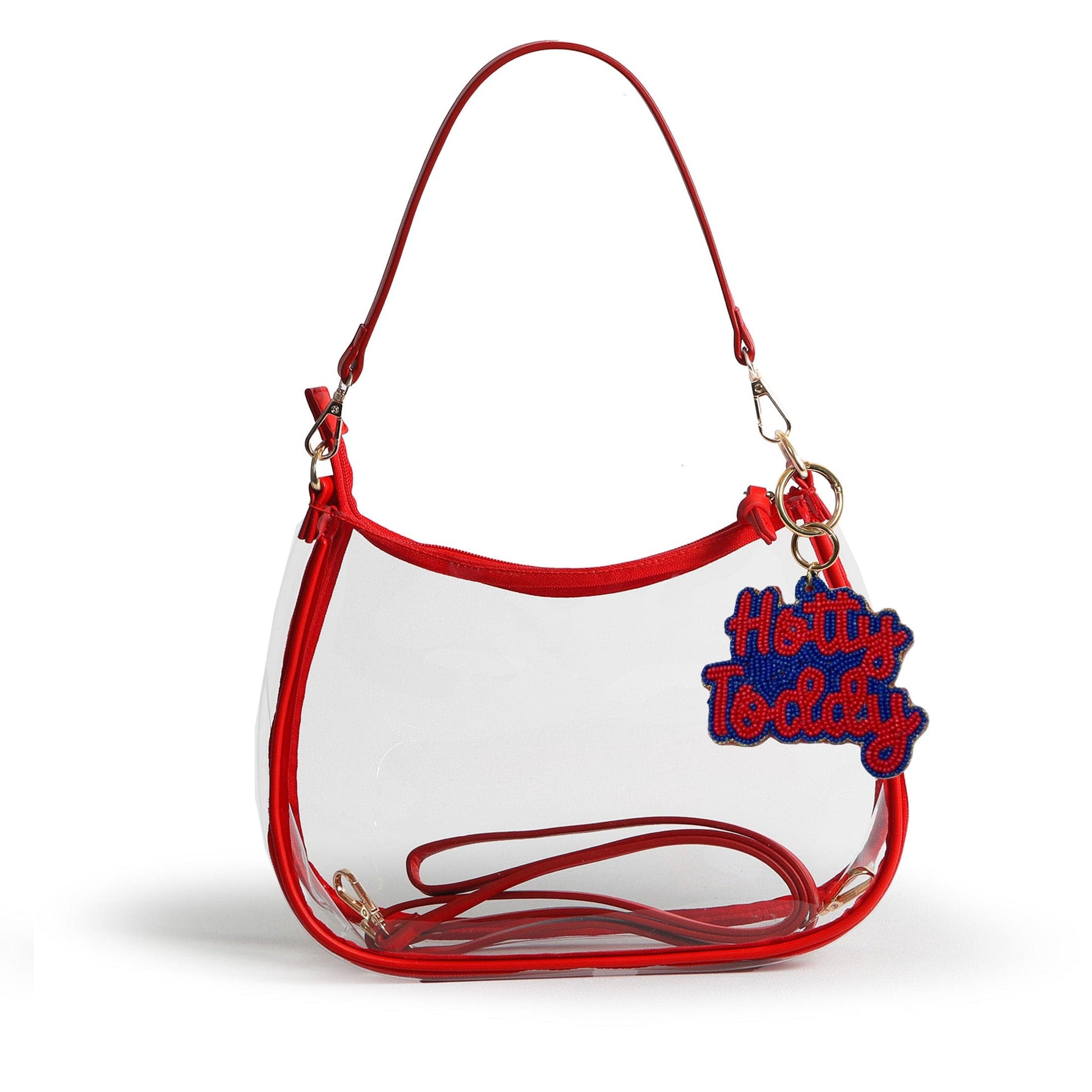 Ole Miss Rebels Sara Clear Purse with Beaded Charm, stadium-approved, officially licensed, by Desden