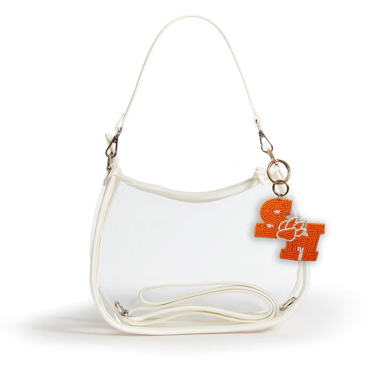 Sam Houston State Bearkats Sara Clear Purse with Beaded Charm, stadium-approved, officially licensed, by Desden