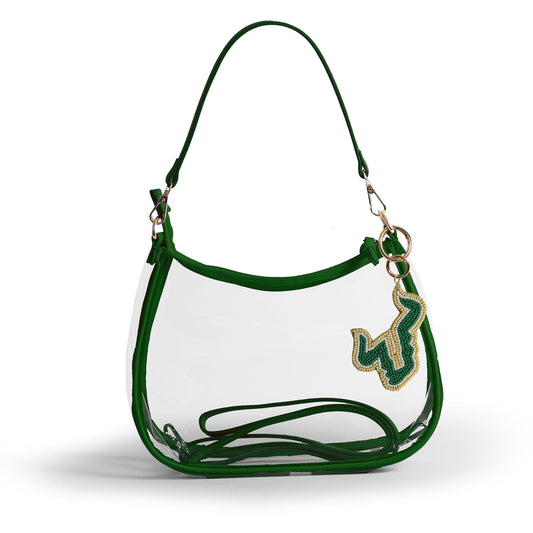 South Florida Bulls Sara Clear Purse with Beaded Charm, stadium-approved, officially licensed, by Desden