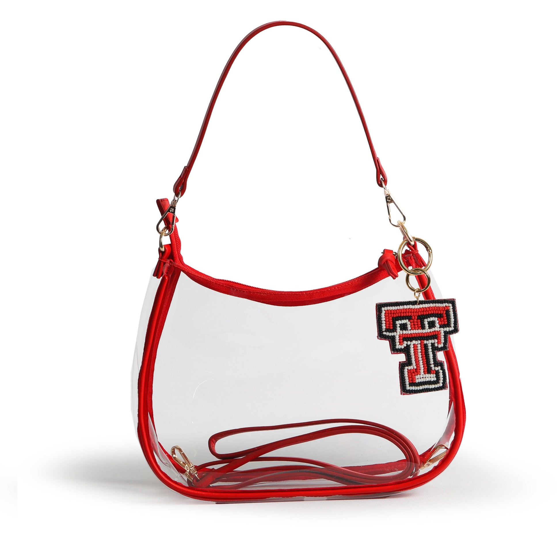 Texas Tech Red Raiders Sara Clear Purse with Beaded Charm, stadium-approved, officially licensed, by Desden