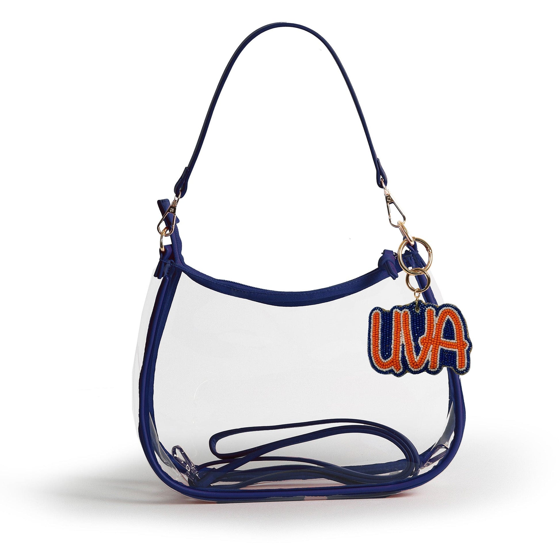 Virginia Cavaliers Sara Clear Purse with Beaded Charm, stadium-approved, officially licensed, by Desden