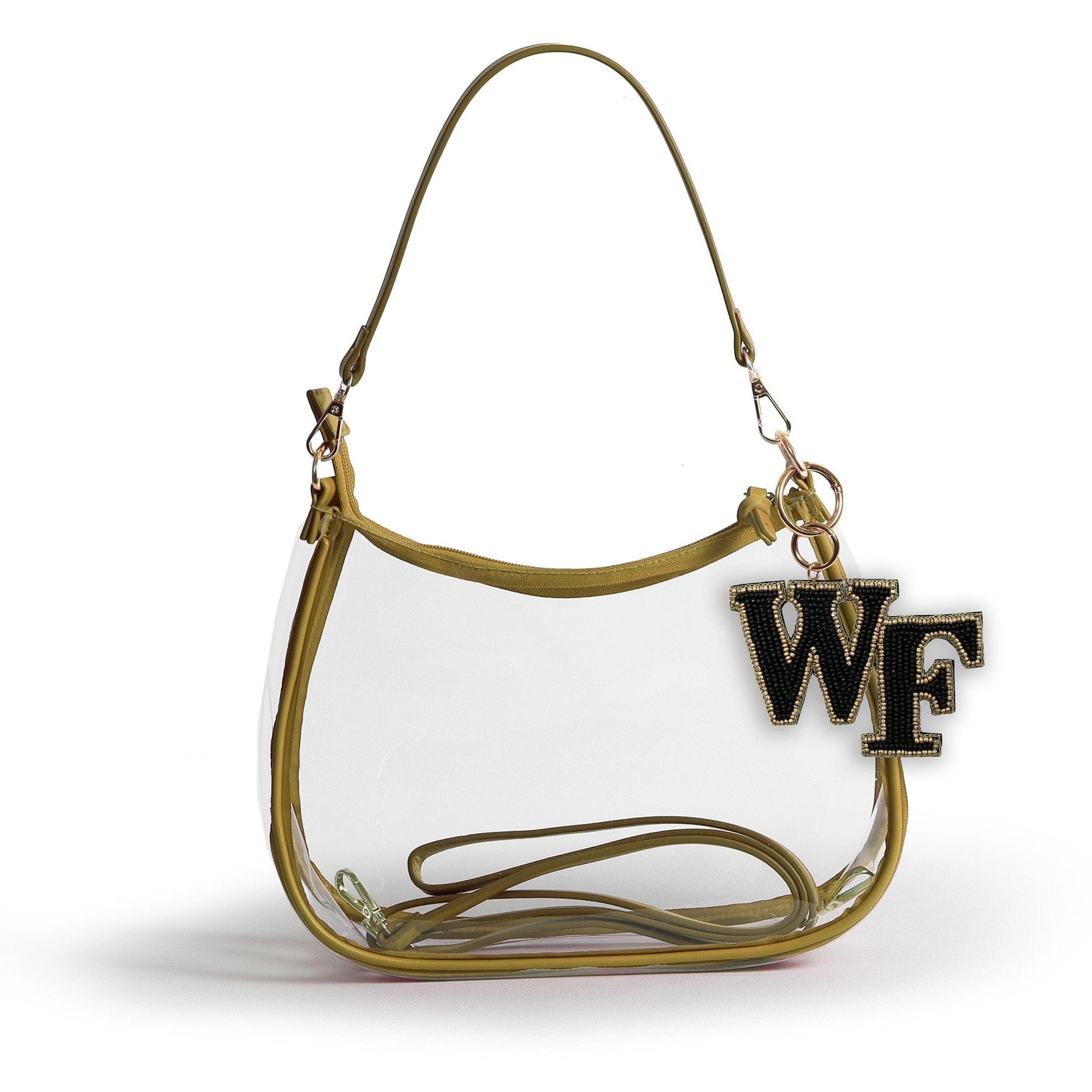 Wake Forest Demon Deacons Sara Clear Purse with Beaded Charm, stadium-approved, officially licensed, by Desden