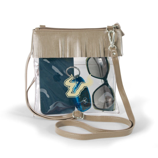 South Florida Bulls JudyAnn Fringe Clear Crossbody Purse, stadium-approved, officially licensed, by Desden